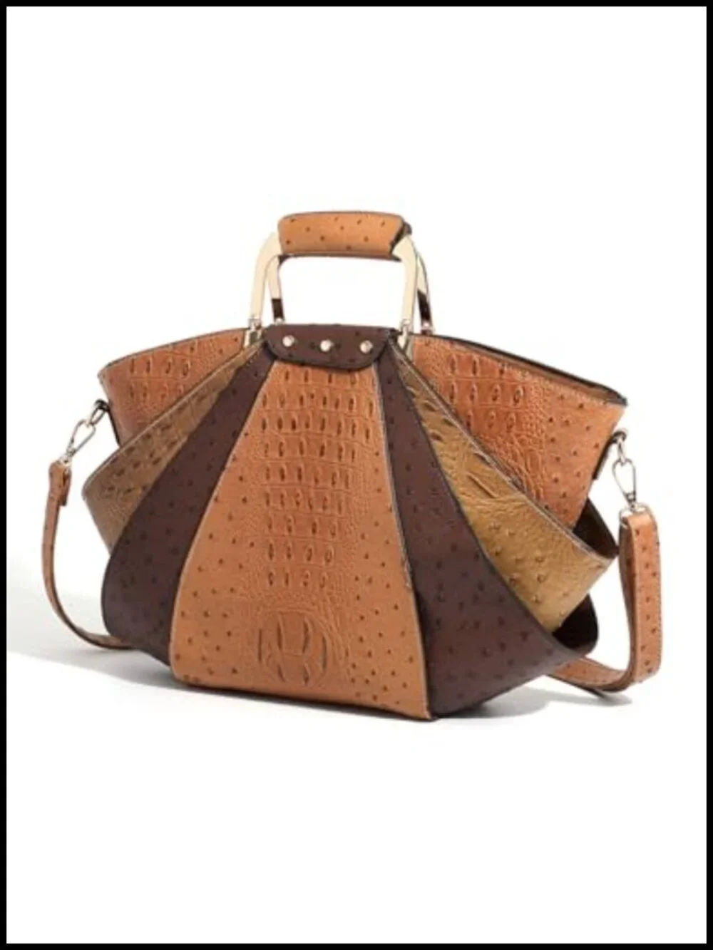 Vintage Croco-Embossed Satchel Tote with Detachable Strap & Wallet Set